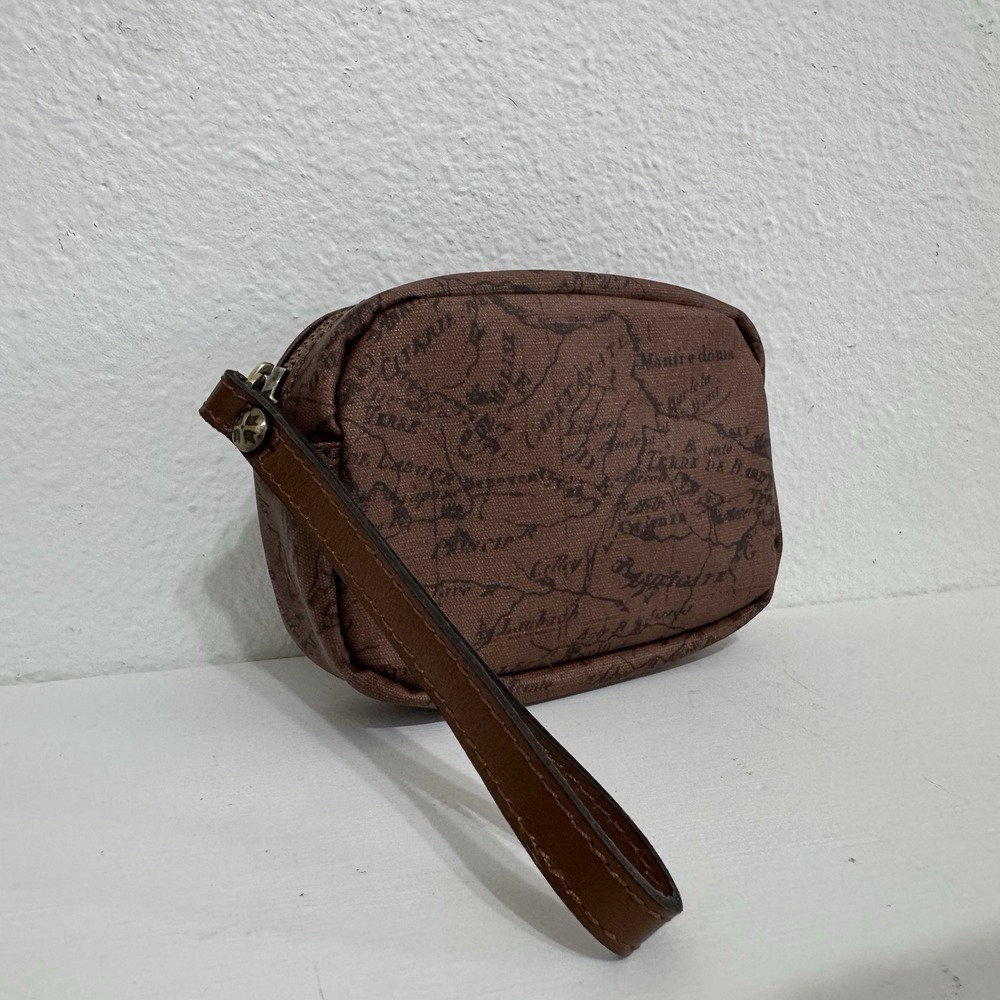 Patricia Nash Brown Leather Signature Map Small Zipper Pouch‎ - Picture 4 of 11